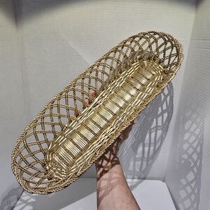 Satin Wire Bread Basket Vintage Large Long Oval L👀K Rolls Bread Classic Luxury